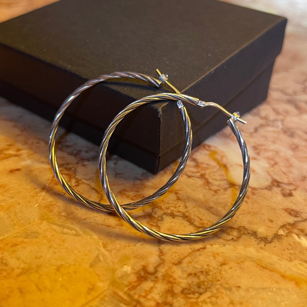 Italian 925 Silver Hoop Earrings